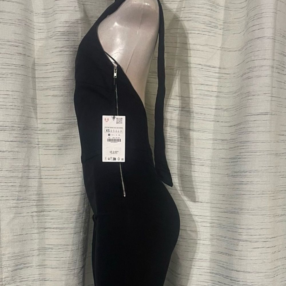 Zara Black One-Shoulder Maxi Dress NEW - Picture 7 of 11